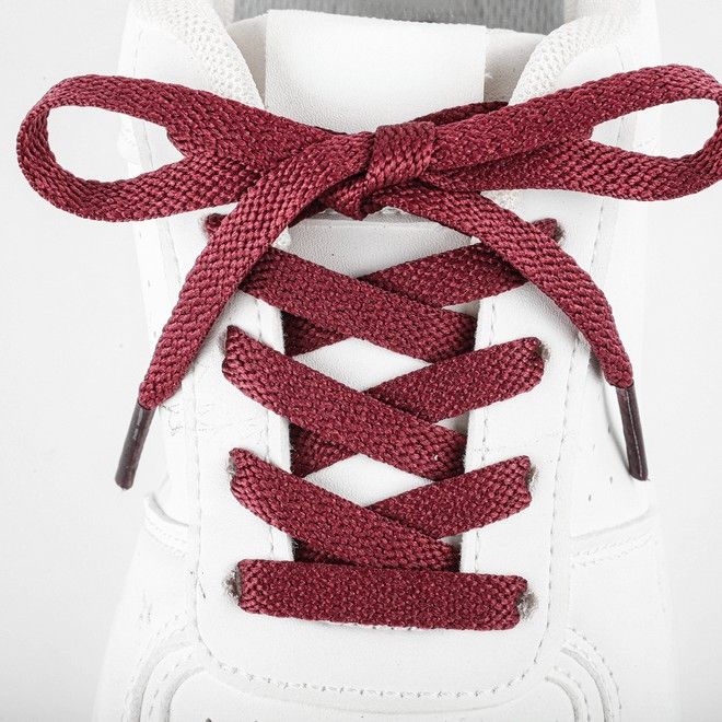 LaceGodZ – 1 Paar flache Schnürsenkel (120 cm lang, 8 mm breit) – ColorFlow Series – weinrot - Schuhbaendel.ch