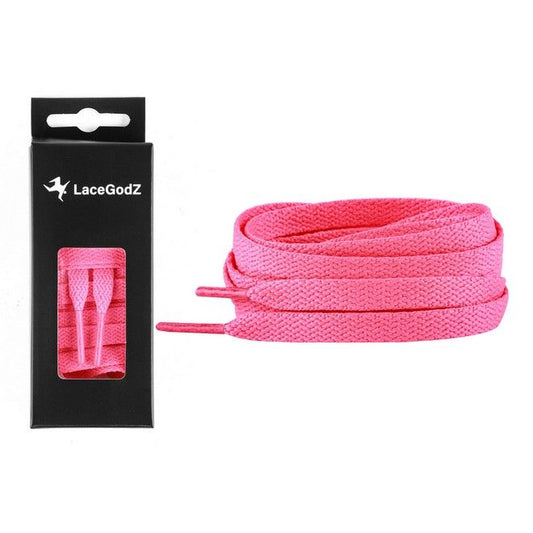 LaceGodZ – 1 Paar flache Schnürsenkel (120 cm lang, 8 mm breit) – ColorFlow Series – pink - Schuhbaendel.ch