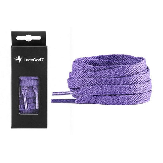 LaceGodZ – 1 Paar flache Schnürsenkel (120 cm lang, 8 mm breit) – ColorFlow Series – dunkelviolett - Schuhbaendel.ch