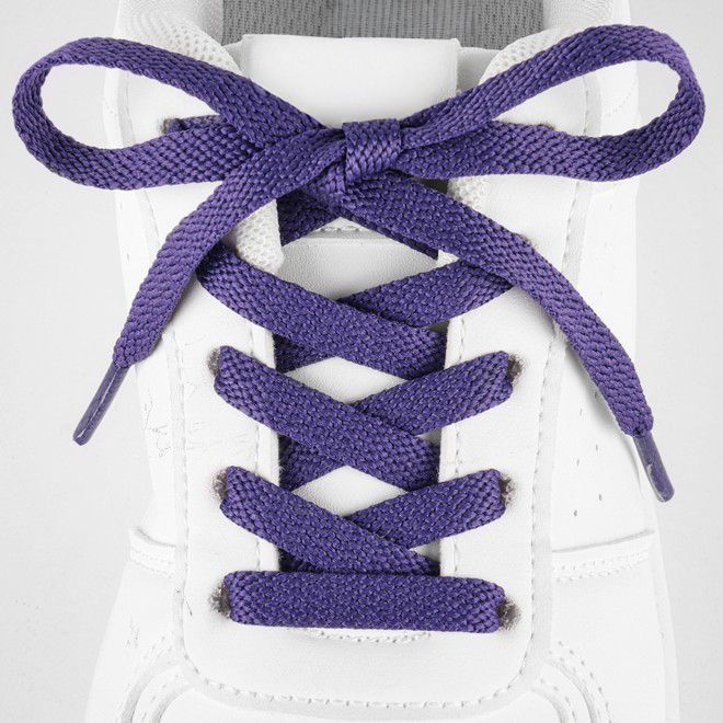 LaceGodZ – 1 Paar flache Schnürsenkel (120 cm lang, 8 mm breit) – ColorFlow Series – dunkelviolett - Schuhbaendel.ch