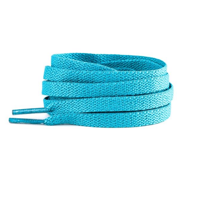 LaceGodZ – 1 Paar flache Schnürsenkel (120 cm lang, 8 mm breit) – ColorFlow Series – blaugrün - Schuhbaendel.ch