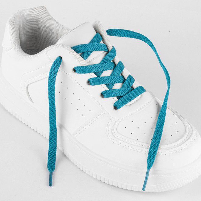 LaceGodZ – 1 Paar flache Schnürsenkel (120 cm lang, 8 mm breit) – ColorFlow Series – blaugrün - Schuhbaendel.ch