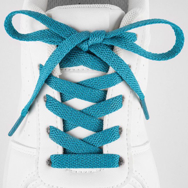 LaceGodZ – 1 Paar flache Schnürsenkel (120 cm lang, 8 mm breit) – ColorFlow Series – blaugrün - Schuhbaendel.ch
