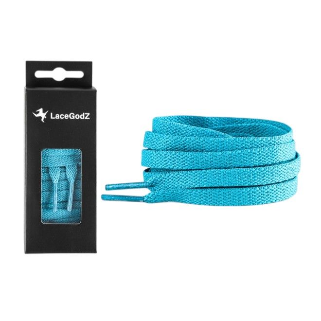 LaceGodZ – 1 Paar flache Schnürsenkel (120 cm lang, 8 mm breit) – ColorFlow Series – blaugrün - Schuhbaendel.ch