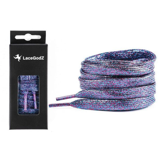 LaceGodZ – 1 Paar flache Schnürsenkel (120 cm lang, 10 mm breit) - StarGlow Series - lavendel
