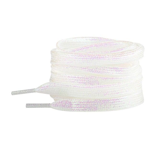 LaceGodZ – 1 Paar flache Schnürsenkel (120 cm lang, 10 mm breit) - StarGlow Series - weiss