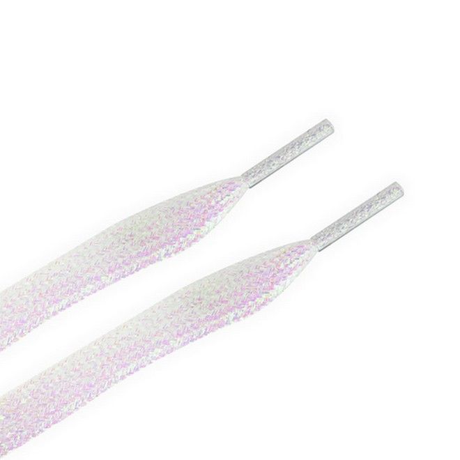 LaceGodZ – 1 Paar flache Schnürsenkel (120 cm lang, 10 mm breit) - StarGlow Series - weiss