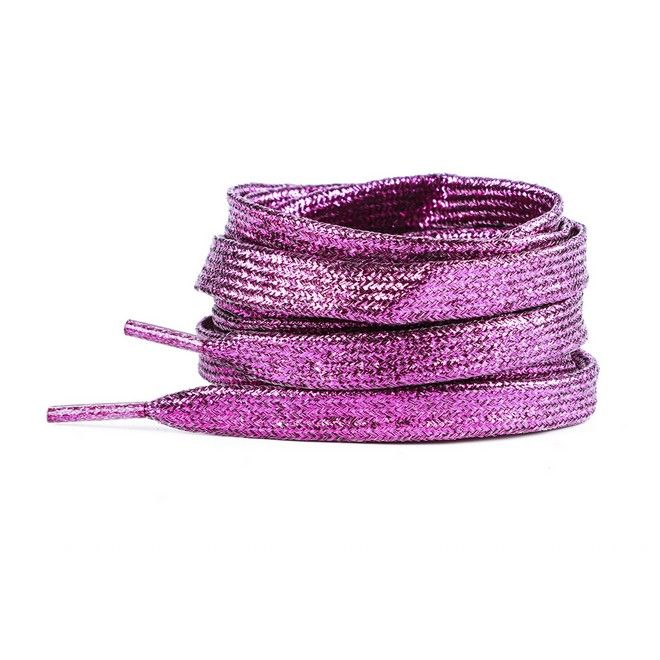 LaceGodZ – 1 Paar flache Schnürsenkel (120 cm lang, 10 mm breit) - StarGlow Series - magenta