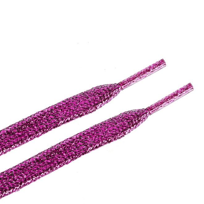 LaceGodZ – 1 Paar flache Schnürsenkel (120 cm lang, 10 mm breit) - StarGlow Series - magenta