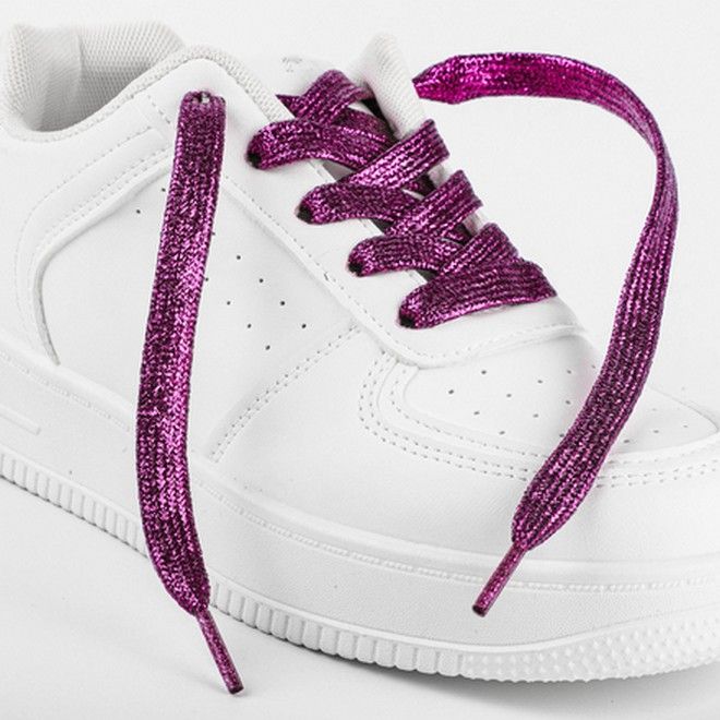 LaceGodZ – 1 Paar flache Schnürsenkel (120 cm lang, 10 mm breit) - StarGlow Series - magenta