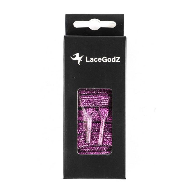 LaceGodZ – 1 Paar flache Schnürsenkel (120 cm lang, 10 mm breit) - StarGlow Series - magenta