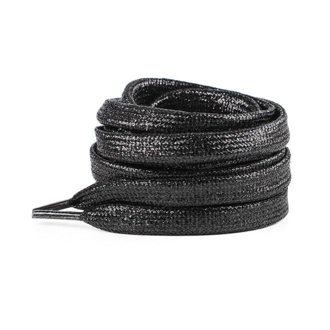 LaceGodZ – 1 Paar flache Schnürsenkel (120 cm lang, 10 mm breit) - StarGlow Series - schwarz