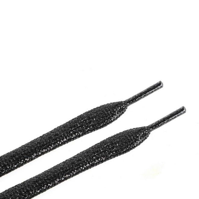 LaceGodZ – 1 Paar flache Schnürsenkel (120 cm lang, 10 mm breit) - StarGlow Series - schwarz