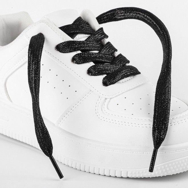 LaceGodZ – 1 Paar flache Schnürsenkel (120 cm lang, 10 mm breit) - StarGlow Series - schwarz