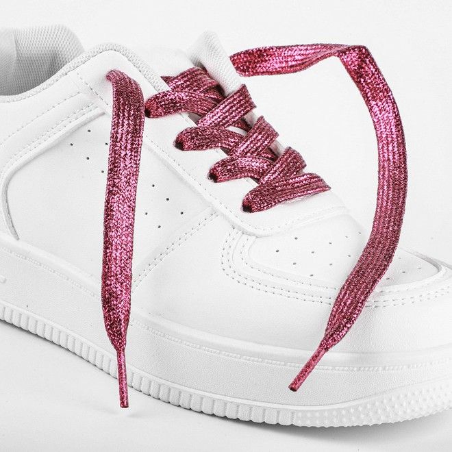 LaceGodZ – 1 Paar flache Schnürsenkel (120 cm lang, 10 mm breit) - StarGlow Series - pink