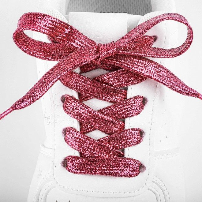 LaceGodZ – 1 Paar flache Schnürsenkel (120 cm lang, 10 mm breit) - StarGlow Series - pink