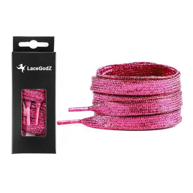 LaceGodZ – 1 Paar flache Schnürsenkel (120 cm lang, 10 mm breit) - StarGlow Series - pink