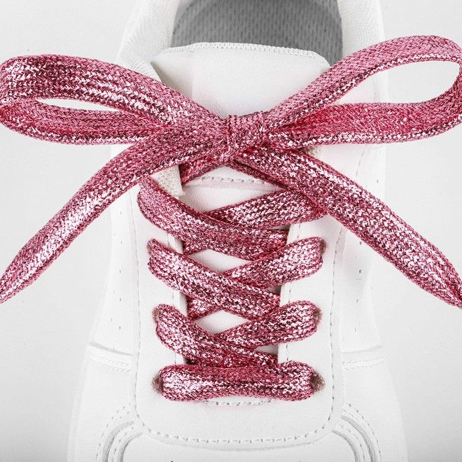 LaceGodZ – 1 Paar flache Schnürsenkel (120 cm lang, 10 mm breit) - StarGlow Series - rosé