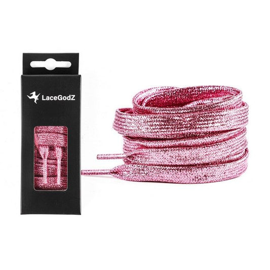 LaceGodZ – 1 Paar flache Schnürsenkel (120 cm lang, 10 mm breit) - StarGlow Series - rosé