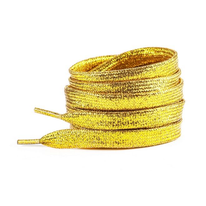 LaceGodZ – 1 Paar flache Schnürsenkel (120 cm lang, 10 mm breit) - StarGlow Series - gold