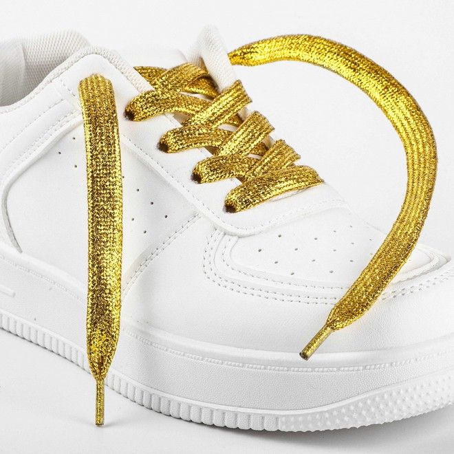 LaceGodZ – 1 Paar flache Schnürsenkel (120 cm lang, 10 mm breit) - StarGlow Series - gold