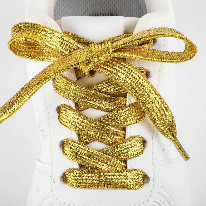 LaceGodZ – 1 Paar flache Schnürsenkel (120 cm lang, 10 mm breit) - StarGlow Series - gold