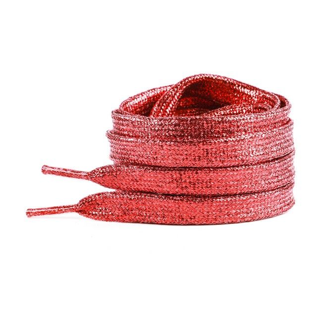 LaceGodZ – 1 Paar flache Schnürsenkel (120 cm lang, 10 mm breit) - StarGlow Series - rot