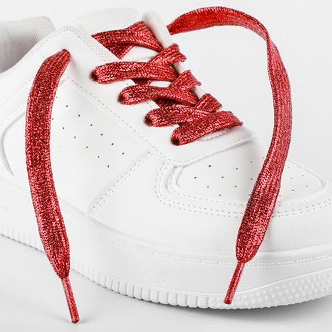 LaceGodZ – 1 Paar flache Schnürsenkel (120 cm lang, 10 mm breit) - StarGlow Series - rot