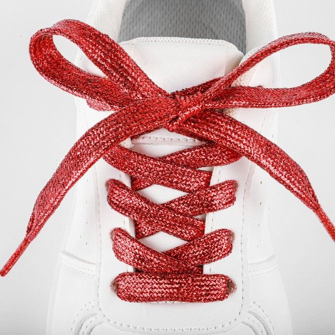LaceGodZ – 1 Paar flache Schnürsenkel (120 cm lang, 10 mm breit) - StarGlow Series - rot