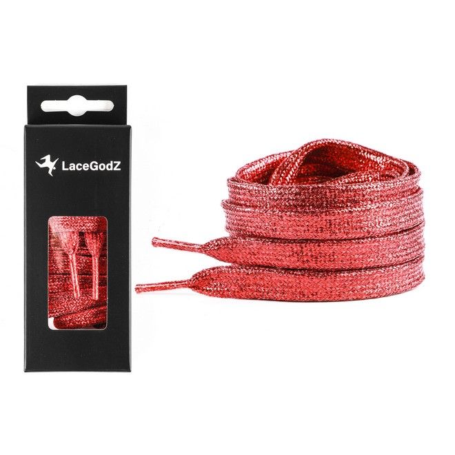 LaceGodZ – 1 Paar flache Schnürsenkel (120 cm lang, 10 mm breit) - StarGlow Series - rot