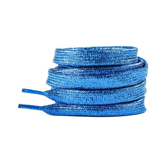 LaceGodZ – 1 Paar flache Schnürsenkel (120 cm lang, 10 mm breit) - StarGlow Series - blau