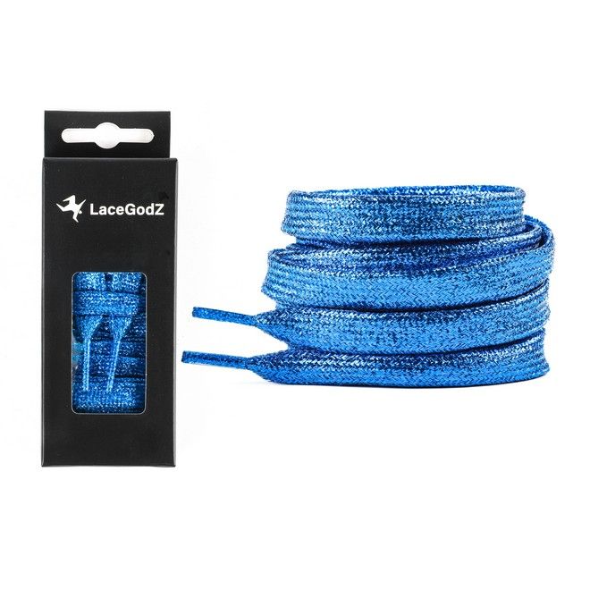 LaceGodZ – 1 Paar flache Schnürsenkel (120 cm lang, 10 mm breit) - StarGlow Series - blau