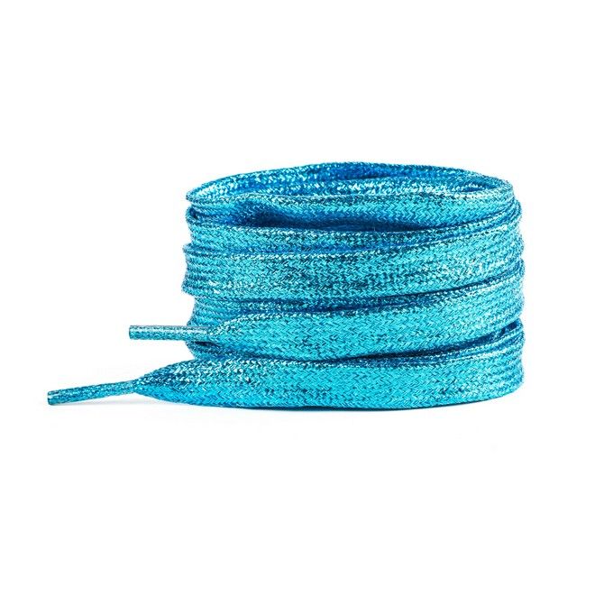 LaceGodZ – 1 Paar flache Schnürsenkel (120 cm lang, 10 mm breit) - StarGlow Series - türkis