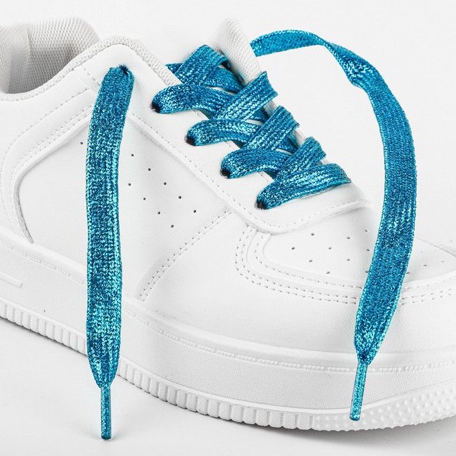 LaceGodZ – 1 Paar flache Schnürsenkel (120 cm lang, 10 mm breit) - StarGlow Series - türkis