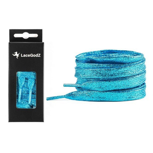 LaceGodZ – 1 Paar flache Schnürsenkel (120 cm lang, 10 mm breit) - StarGlow Series - türkis