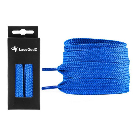 LaceGodZ – 1 Paar extra breite Schnürsenkel (120 cm lang, 20 mm breit) – XL Fat Laces Collection – blau