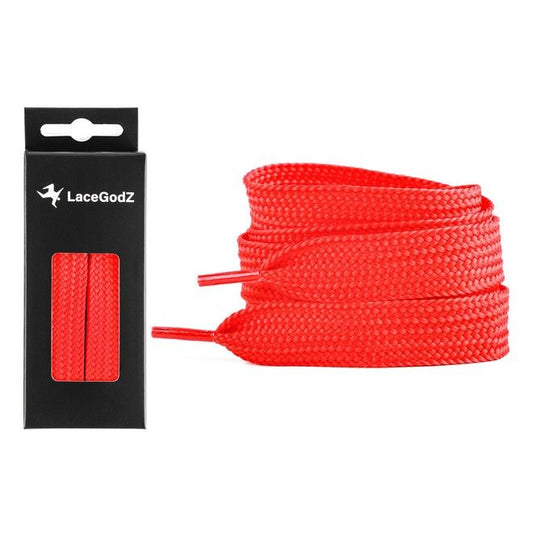 LaceGodZ – 1 Paar extra breite Schnürsenkel (120 cm lang, 20 mm breit) – XL Fat Laces Collection – rot