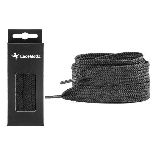 LaceGodZ – 1 Paar extra breite Schnürsenkel (120 cm lang, 20 mm breit) – XL Fat Laces Collection – schwarz