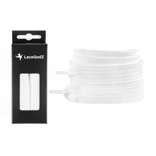 LaceGodZ – 1 Paar extra breite Schnürsenkel (120 cm lang, 20 mm breit) – XL Fat Laces Collection – weiss