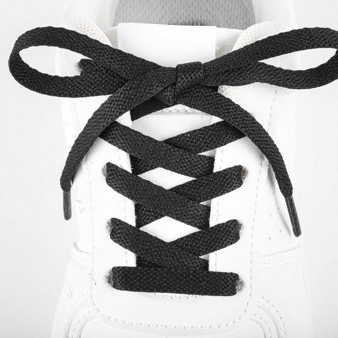 LaceGodZ – 1 Paar flache Schnürsenkel (140 cm lang, 8 mm breit) – ColorFlow Series – schwarz - Schuhbaendel.ch