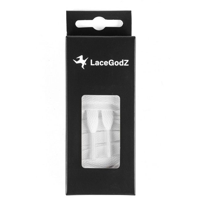 LaceGodZ – 1 Paar flache Schnürsenkel (100 cm lang, 8 mm breit) – ColorFlow Series – weiss