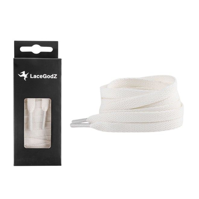 LaceGodZ – ColorFlow Series – Flache Schnürsenkel in PANTONE 11-4201 „Cloud Dancer“ Weiss | Farbe des Jahres 2026 | 140 cm × 8 mm