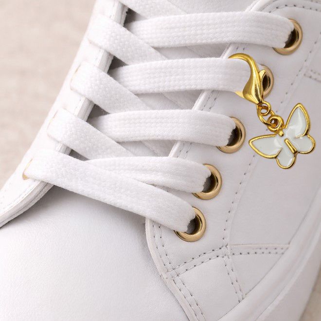 LaceGodZ – Handgemachter Schmetterling Schuhanhänger aus Edelstahl mit Goldakzent – mehrfarbig/Muster - Schuhbaendel.ch