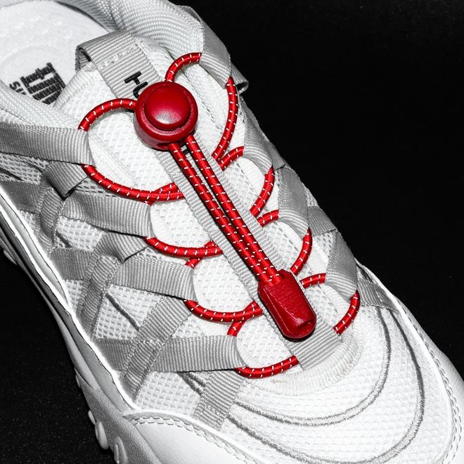 1 Paar Elastische reflektierende Schnürsenkel mit Schnellverschluss (Ø 3 mm, Länge 100 cm) - ReflectLite Series - rot - Schuhbaendel.ch
