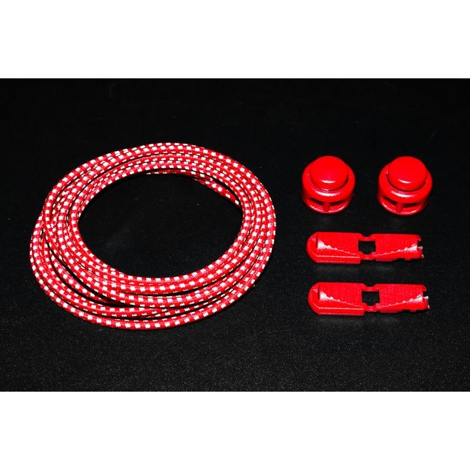 1 paire de lacets élastiques hautement réfléchissants avec attaches rapides (Ø 3 mm, longueur 100 cm) - Série ReflectPro - rouge