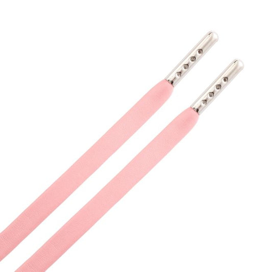 1 Paar flache Kunstleder Schnürsenkel (120 cm lang, 7 mm breit) - LuxeLine Series - pink/silber - Schuhbaendel.ch