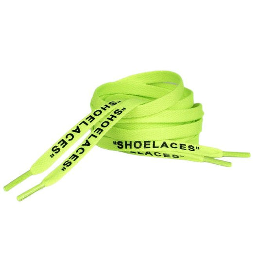 1 Paar flache Schnürsenkel (140 cm lang, 8 mm breit) - Streetwear Style Collection - neongrün - Schuhbaendel.ch