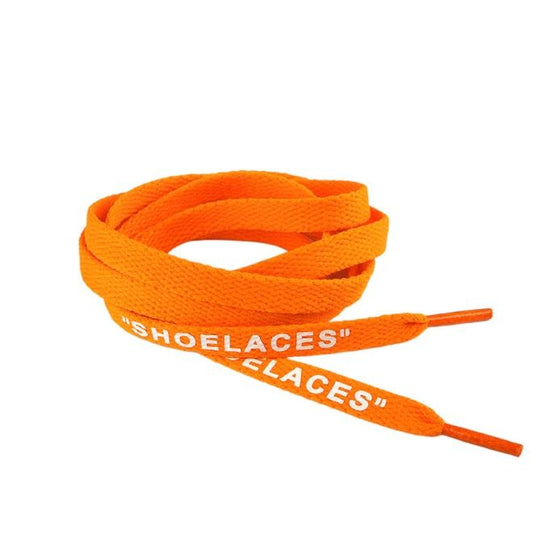 1 Paar flache Schnürsenkel (140 cm lang, 8 mm breit) - Streetwear Style Collection - orange/weiss - Schuhbaendel.ch