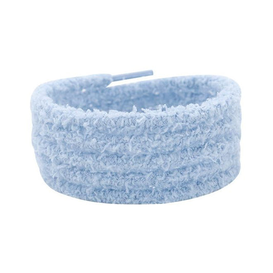1 Paar runde Plüsch Schnürsenkel (Ø 7 mm, Länge 120 cm) - Teddy Touch Collection - hellblau - Schuhbaendel.ch