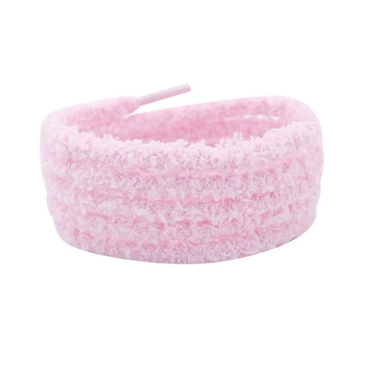 1 Paar runde Plüsch Schnürsenkel (Ø 7 mm, Länge 120 cm) - Teddy Touch Collection - zartrosa - Schuhbaendel.ch